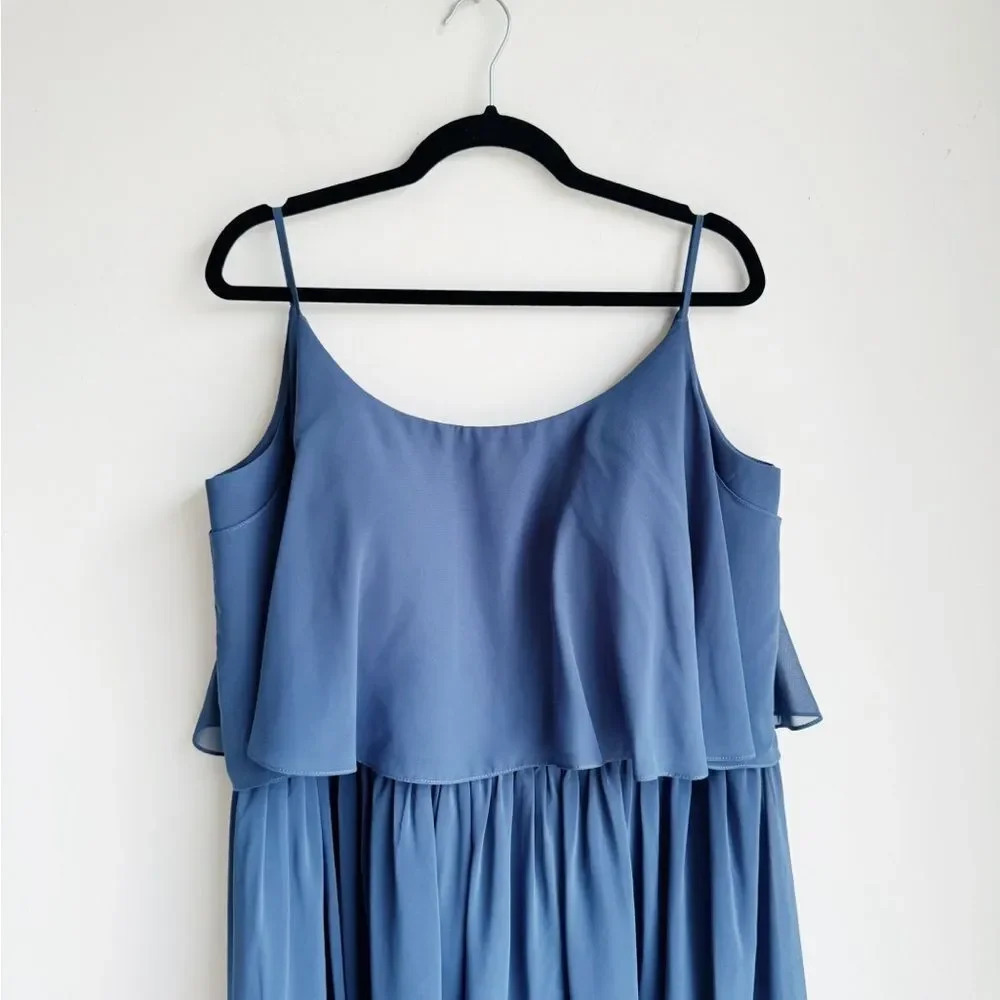 Revelry Layla Chiffon Dress Romantic Blue Midi Bridesmaid Boho Formal 20 - Picture 4 of 6